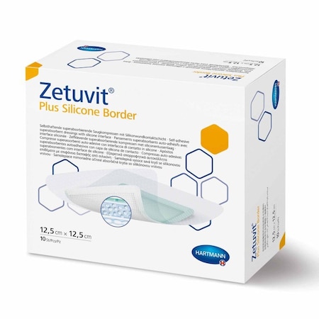 Zetuvit Plus Silicone Border Super Absorbent Dressing 4 X 4 Inch Square, 10PK 413119